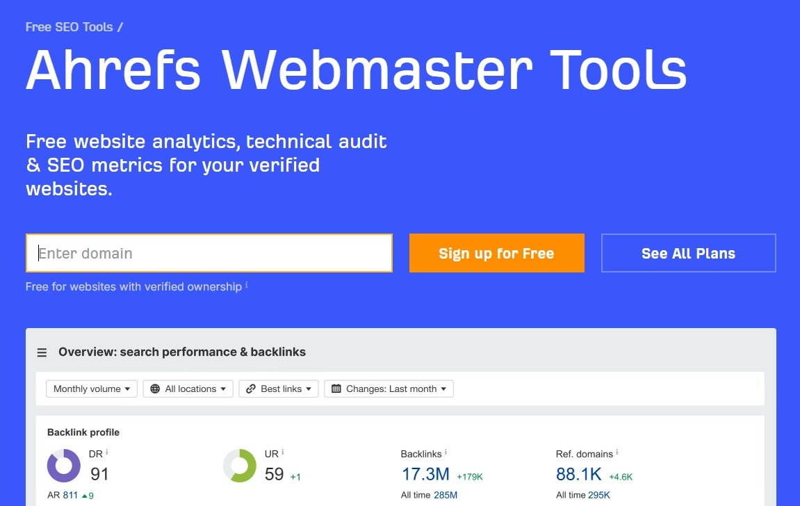 Ahrefs Webmaster Tools Ahrefs Webmaster Tools