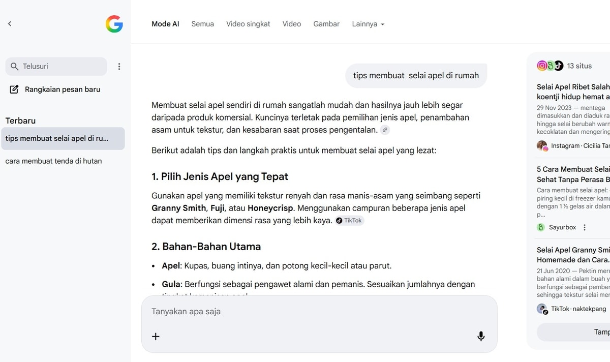 Tampilan Google AI Mode di desktop
Gambar: Google Tampilan Google AI Mode di desktop
Gambar: Google