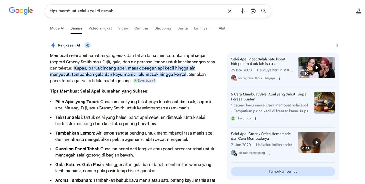 Tampilan Google AI Overview di desktop
Gambar: Google Tampilan Google AI Overview di desktop
Gambar: Google