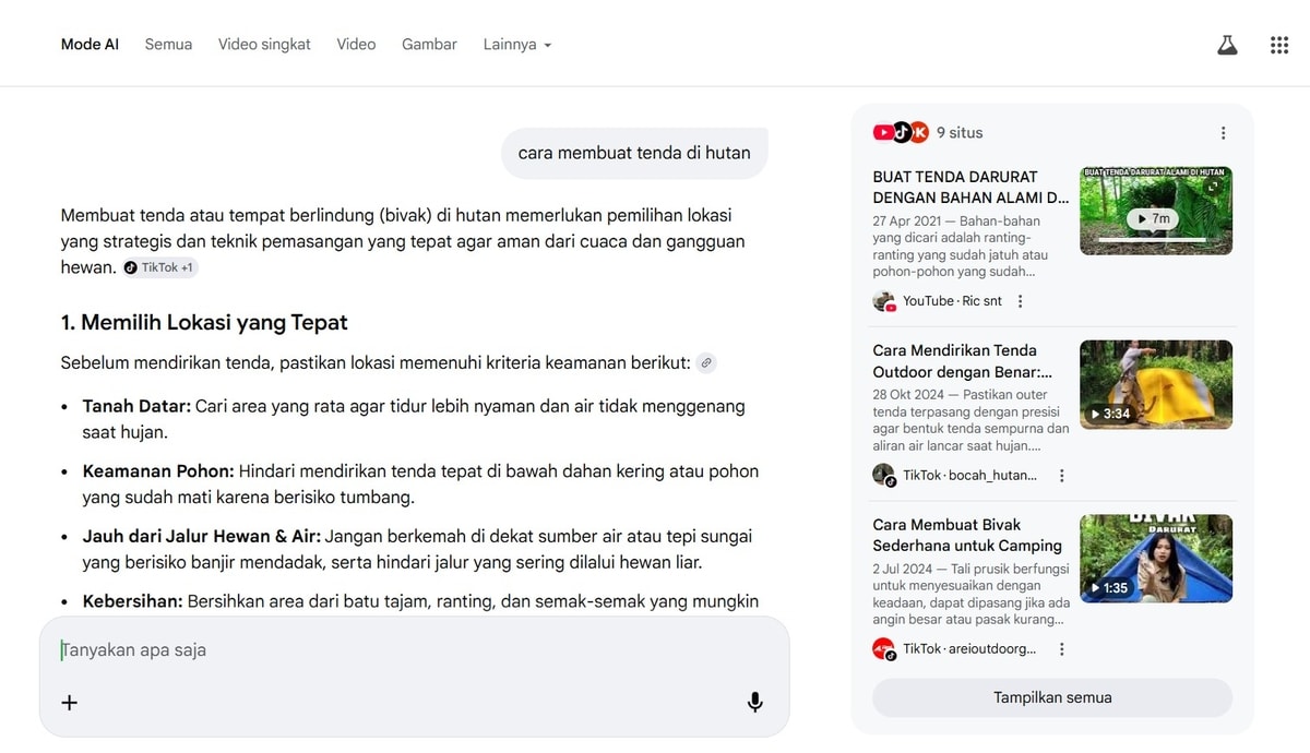 Cara akses Google AI Mode dengan klik Mode AI
Gambar: Google Cara akses Google AI Mode dengan klik Mode AI
Gambar: Google