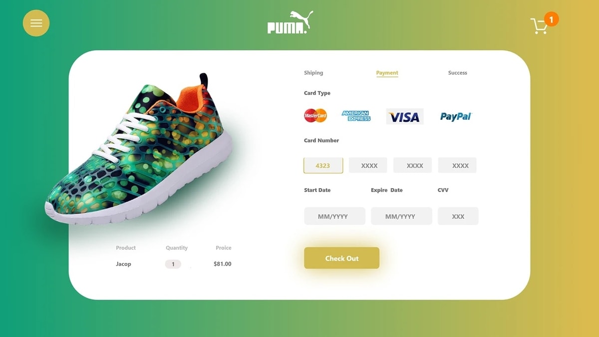 Contoh halaman checkout website
Gambar: behance.net Contoh halaman checkout website
Gambar: behance.net