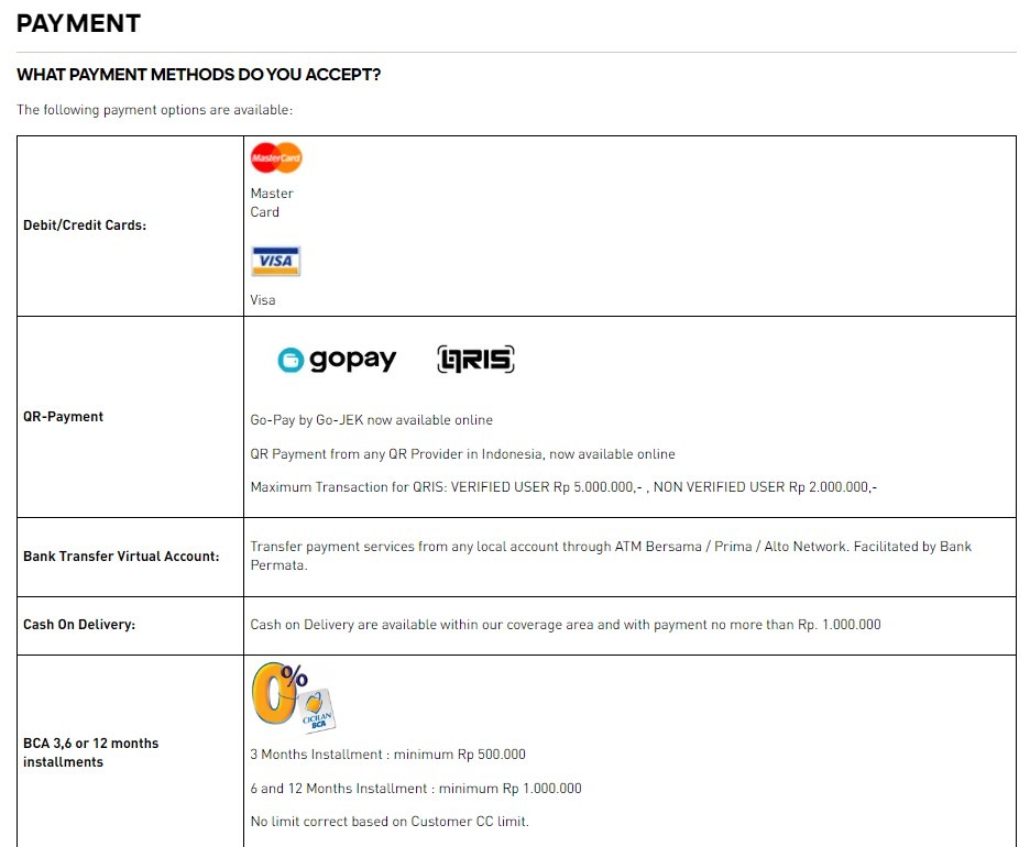 Contoh pembayaran yang didukung di halaman checkout
Gambar: Adidas.co.id
