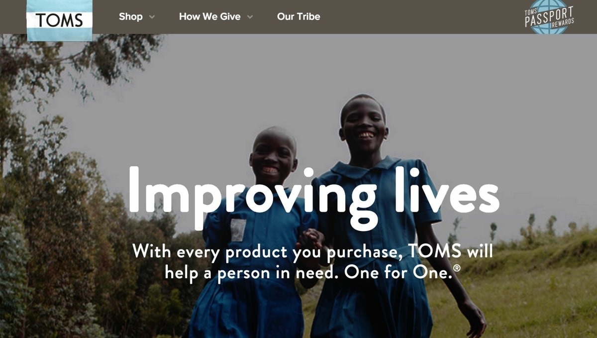 Toms Shoes memberikan pesan yang jelas tentang brand mereka