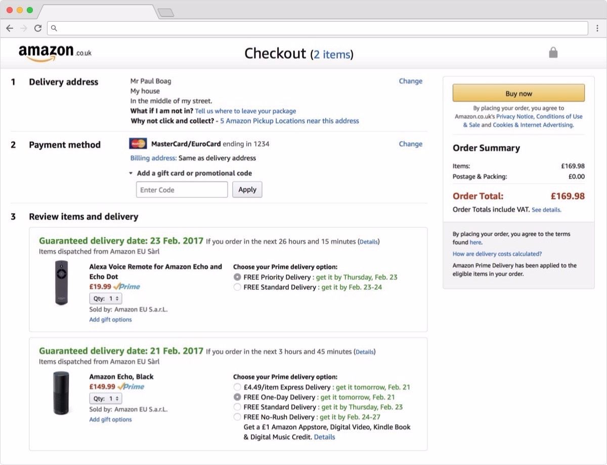 Perhatikan bagaimana Amazon menghapus gangguan apapun setelah pengunjung mengklik checkout mereka.
