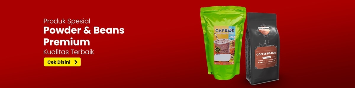 produk powder dan beans cafeos