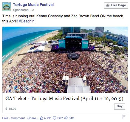 Iklan untuk acara Tortuga Music Festival